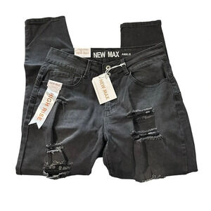 New Max high rise ankle women's size 14 distressed black jeans